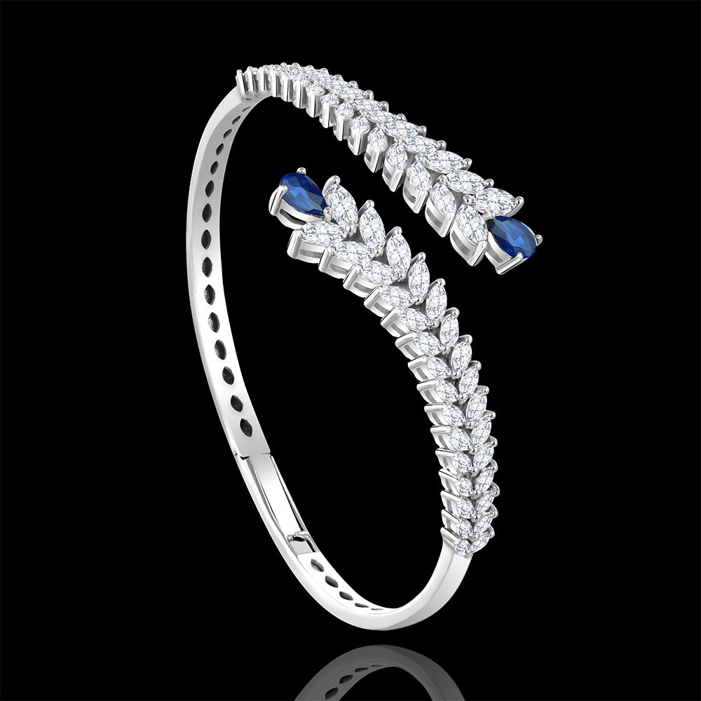 The statement wrap-around marquise bangle adorned with edgy sapphire stones, achieving a bold and distinctive style - AB01560-B0/J