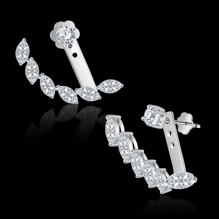 Versatile earrings with a round stud,can be worn with marquise extension  - B-LINK181E