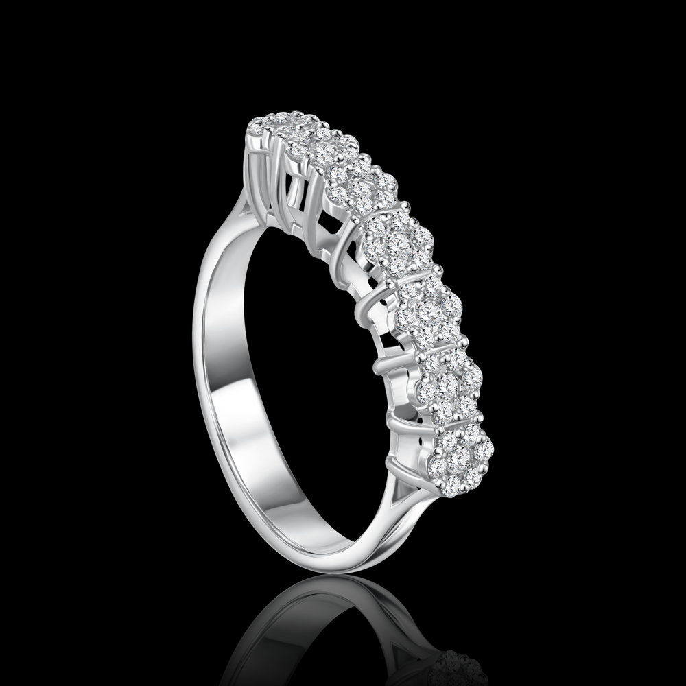 Twin-band featuring the allure of round stones, adding a touch of mystique  Bridal jewelry / FTK81W