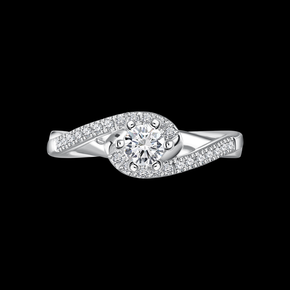 The Twisted Solitaire ring with a dazzling round center stone, combining traditional charm with a captivating twist in design Bridal jewelry / G110/K-S