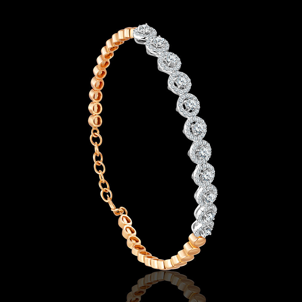 A Rose Gold bangle, adorned with round-shaped stones for a touch of elegance - I-B119B