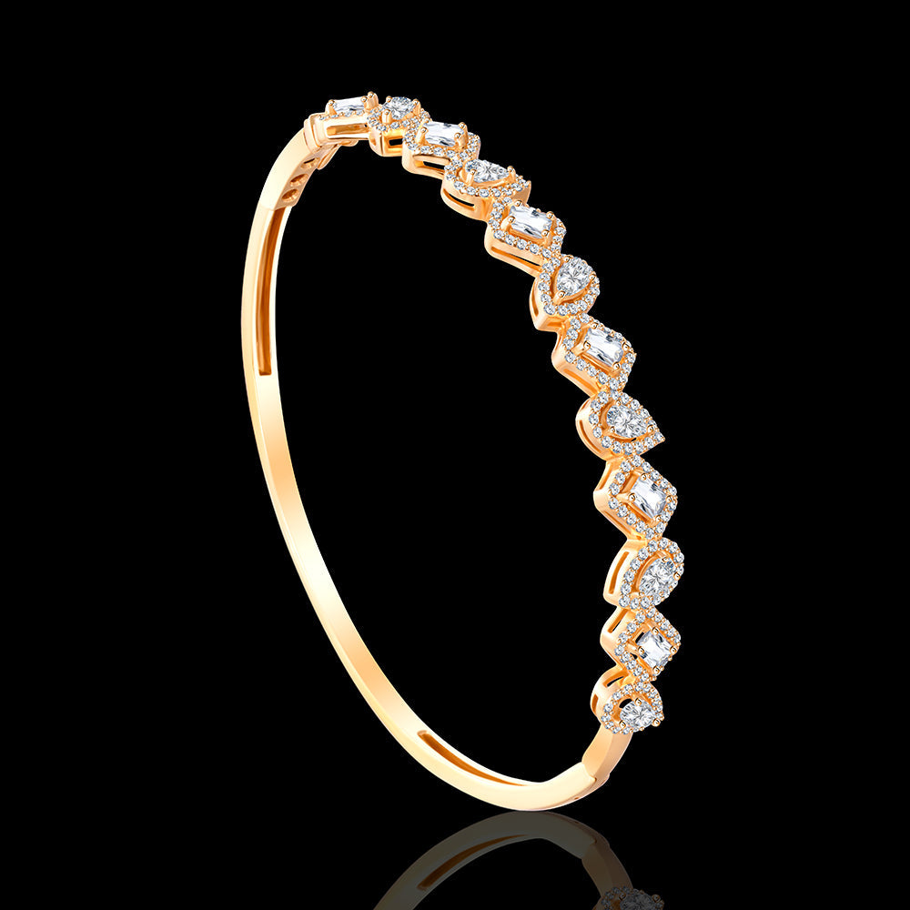 The ACASO bangle adorned with an array of stone shapes, creating a unique and captivating design - I-BC027X