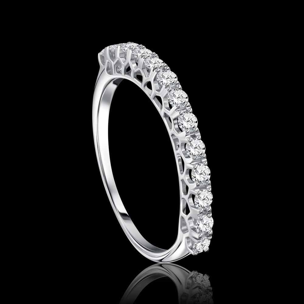 A delicately designed Twin- band adorned with sparkling round stones Bridal jewelry / I-T211S