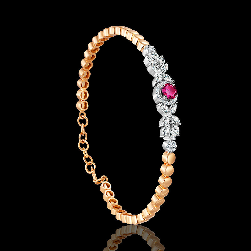 Everyday Bangle crafted with rose and white gold, exquisitely adorned with a vibrant ruby stone - I-X49B