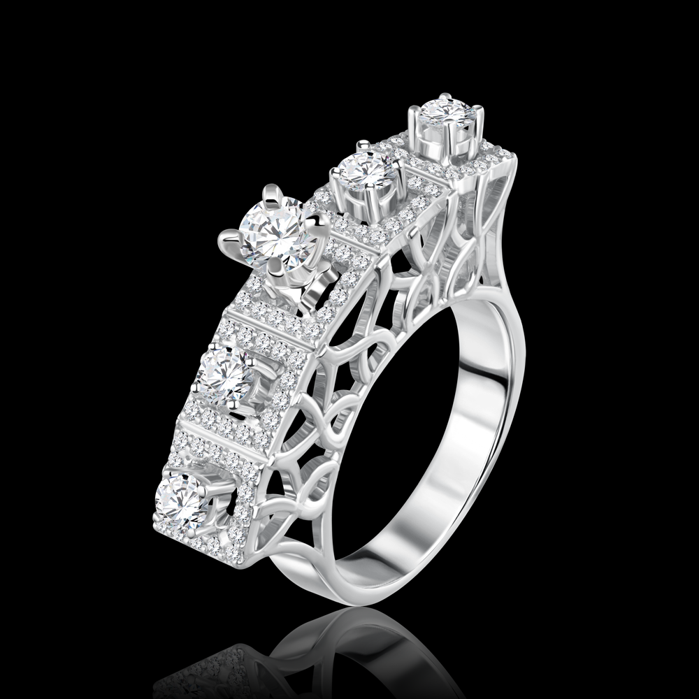 Twin Ring featuring an enchanting, intricately entwined design on full display Bridal jewelry / ITK971