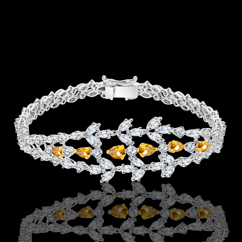 A statement bracelet with yellow diamonds in floral delicate design for a remarkable masterpiece  - NADL-BR