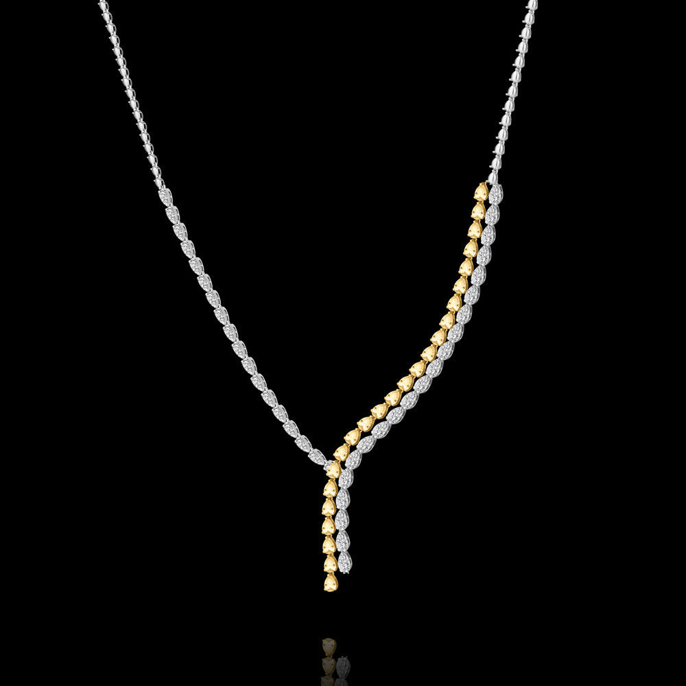 Lariat colleir layered with marquise yellow and brilliant diamonds - NADL-NK