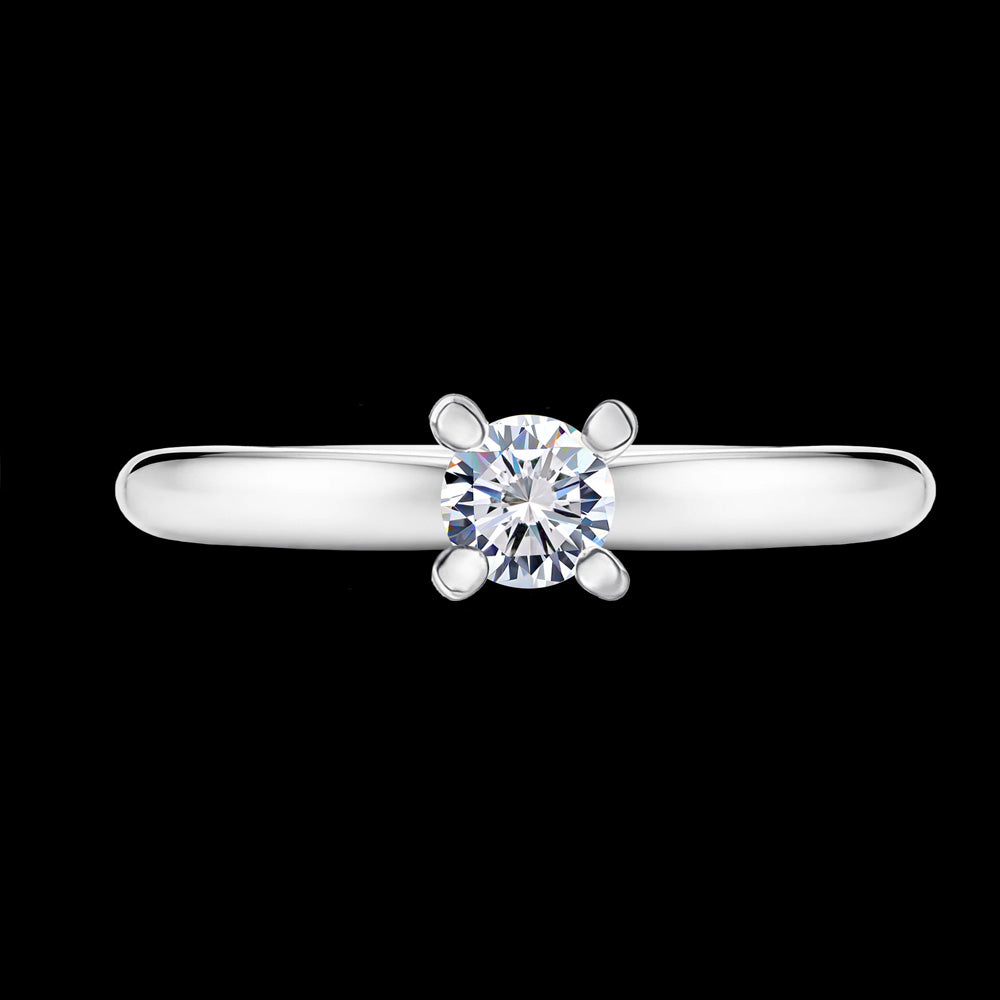 Classic and timeless Plain Solitaire ring, featuring a brilliant round center stone that radiates pure elegance Bridal jewelry / FRK94P/WG
