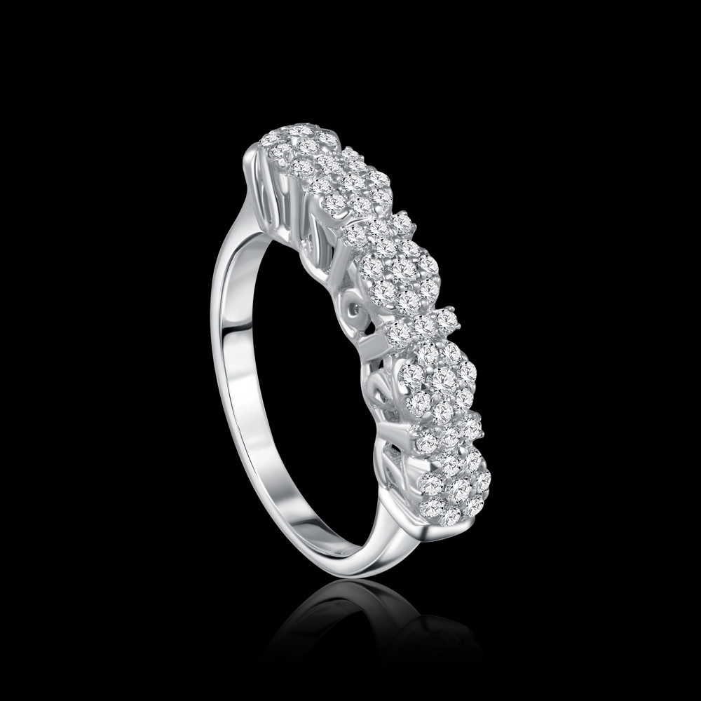 Twin-band that imparts the enchanting allure of round stones, adding a touch of magic Bridal jewelry / FTK103W