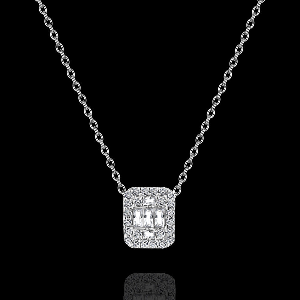 Square halo pendant necklace - I-H051PSB
