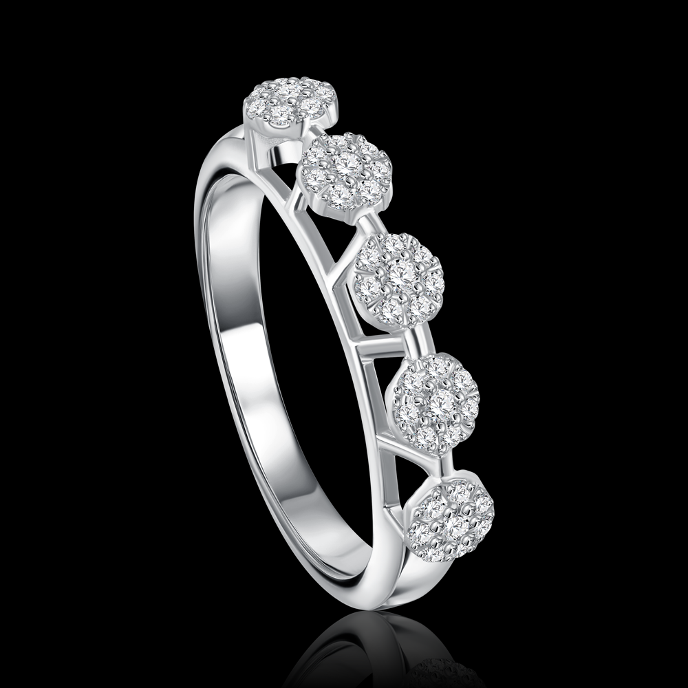 Twin-band that gives the appearance of an abundance of round stones Bridal jewelry / I-T200SBW