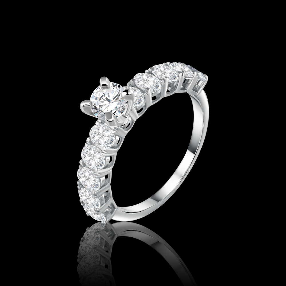 Twin Rings adorned with iconic oval stones and a captivating round center stone Bridal jewelry / I-WF016XBR