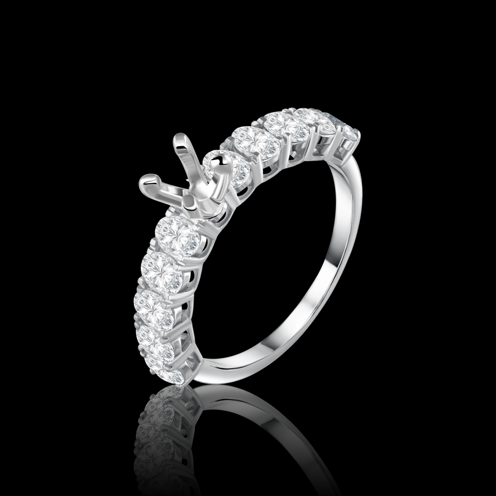 Twin Rings adorned with iconic oval stones and a captivating round center stone Bridal jewelry / I-WF016XBR