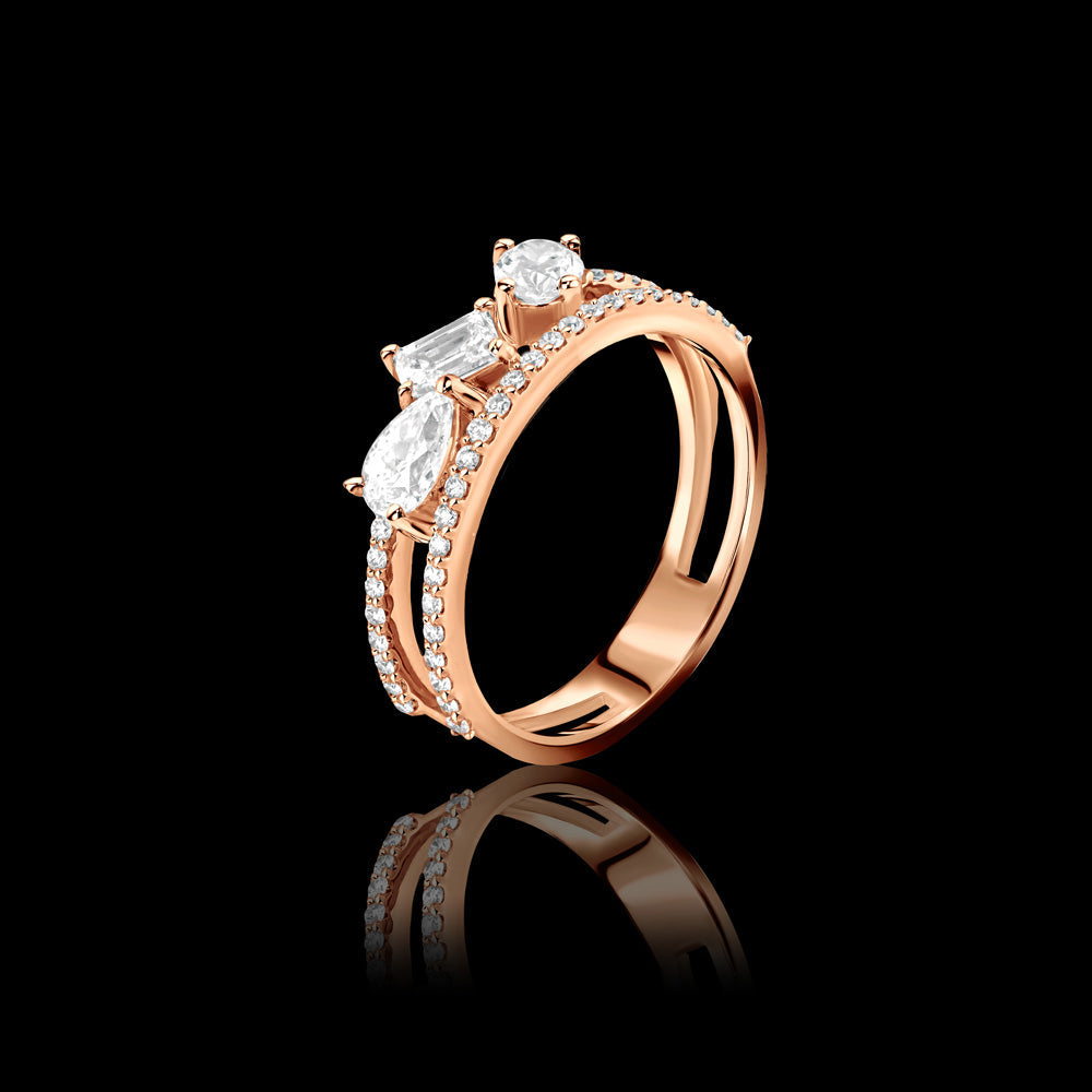 The ACASO fancy ring, adorned with an array of multiple stones, exudes elegance and sophistiction Acaso collection / I-ZW044XB