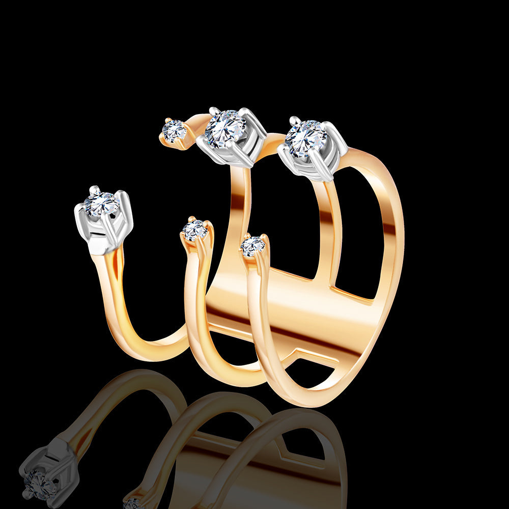 A three-tiered airy ring, crafted from rose gold and adorned with glistening round diamond stones Fine jewelry / IRK437B