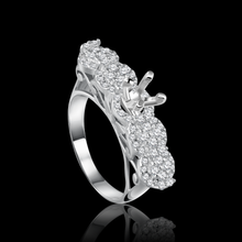 Twins Rings adorned with round stones and a brilliant round center stone Bridal jewelry / ITK733