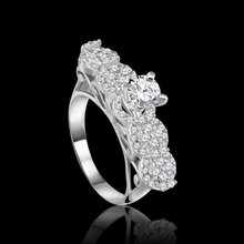 Twins Rings adorned with round stones and a brilliant round center stone Bridal jewelry / ITK733