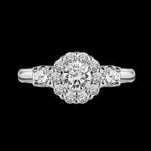 A Two-Sided Solitaire ring adorned with a captivating round halo and side stones take on a classic design Bridal jewelry / LAK166