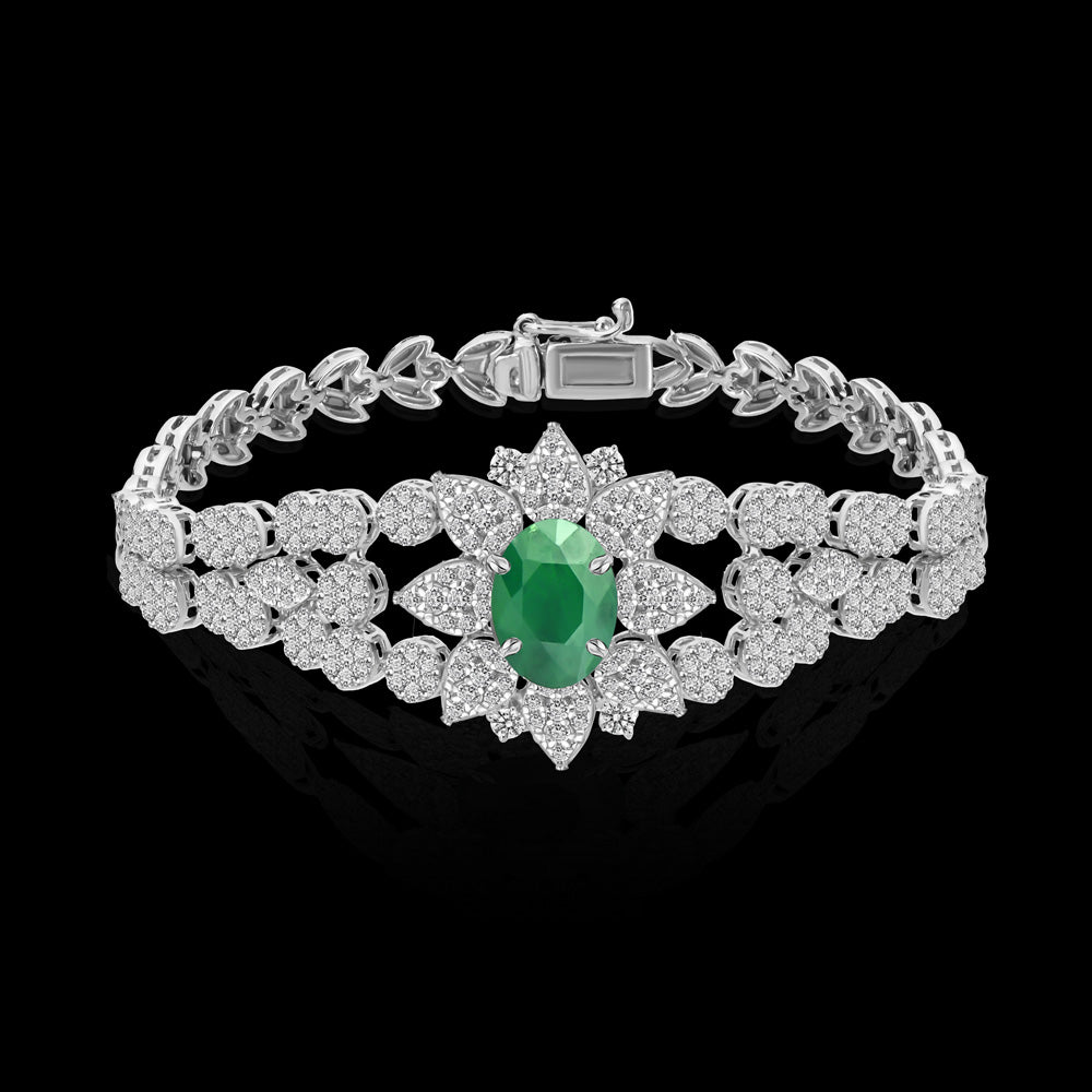 Floral Diamond design with an emerald stone at the heart exuding beauty - NADL-BR