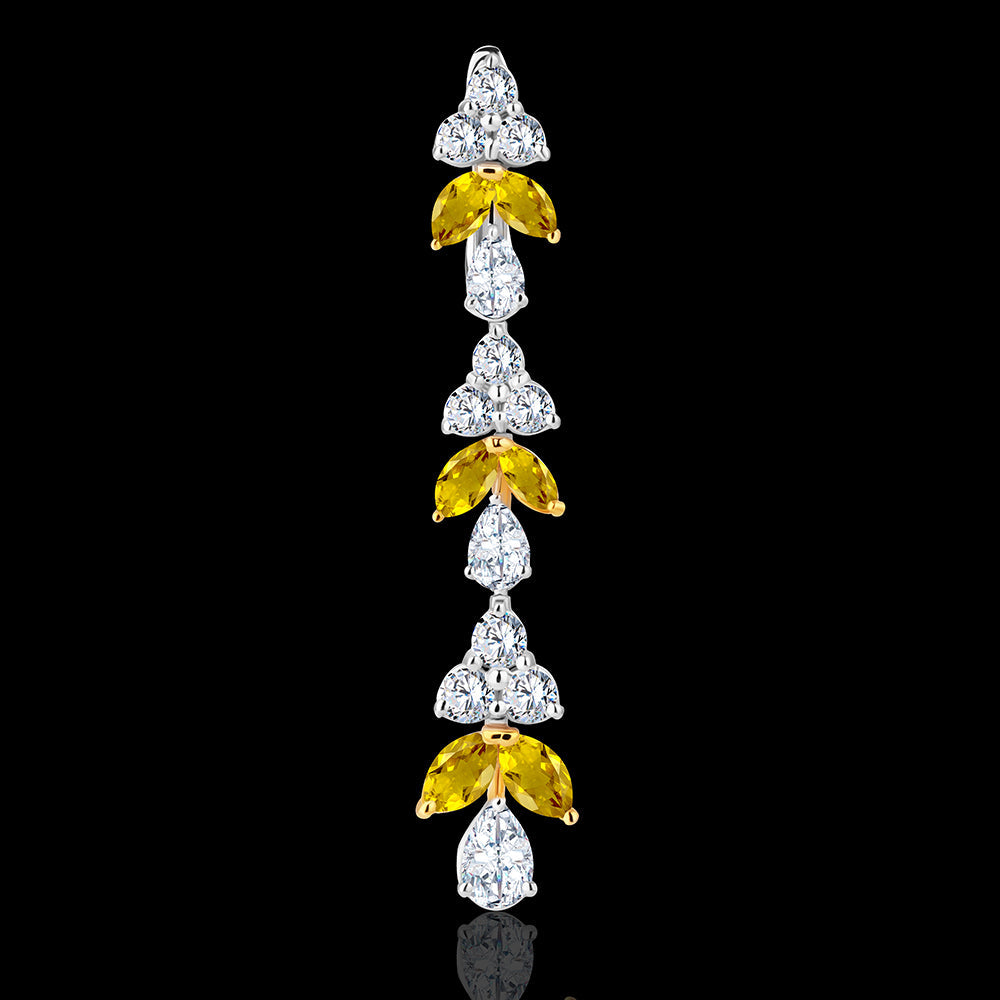 Dangling earrings mixing between fancy yellow marquise and round stones  - SADER/J