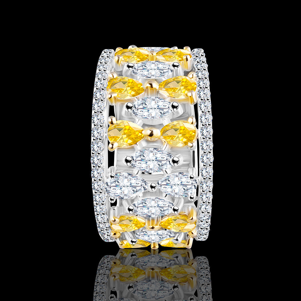 A fancy ring adorned with exquisite yellow diamonds and marquise stones High jewelry / YZ05723-B0/J